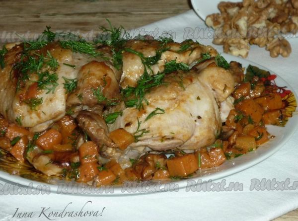 Рецепт тушеной курицы с грецкими орехами