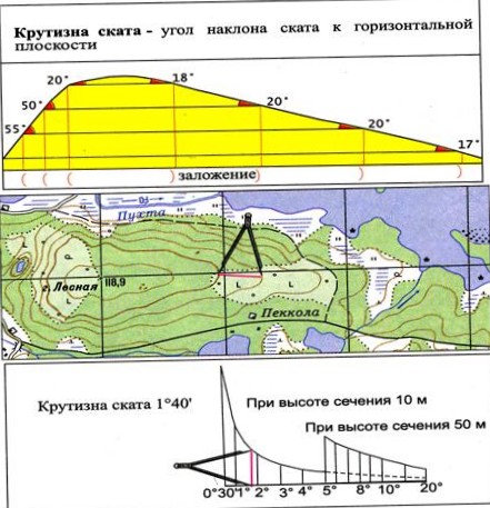 Переносим карту рельефа на участок.