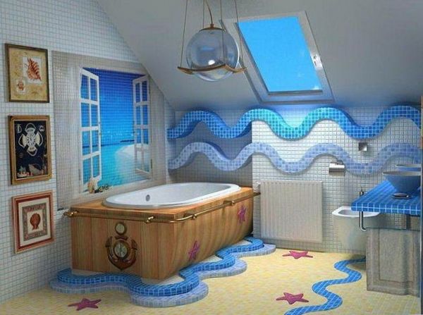 Шторы, ванная комната. Оригинальная декоративная штора для ванны своими руками. Как сделать штору из рыболовной сети. Интерьер ванной комнаты. Украшение ванной комнаты.