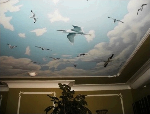 Как нарисовать небо на потолке